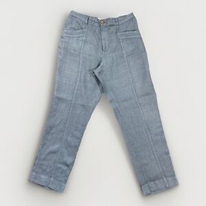 Nicole Miller 100% Linen Womens Pants Elastic Waist Pockets Blue Sz XL Beach